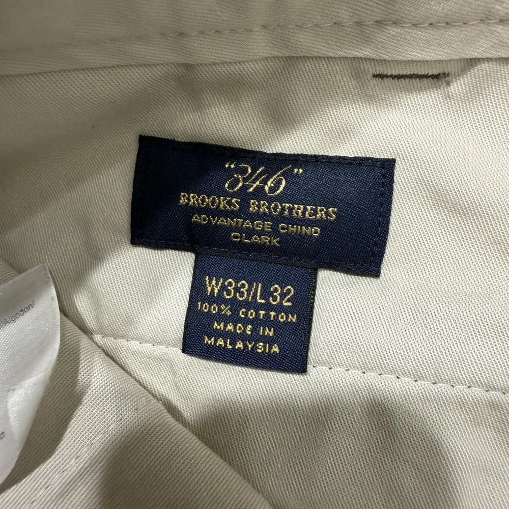 Brooks Brothers Advantage Chino Clark Pants Brown Flat Front Mens